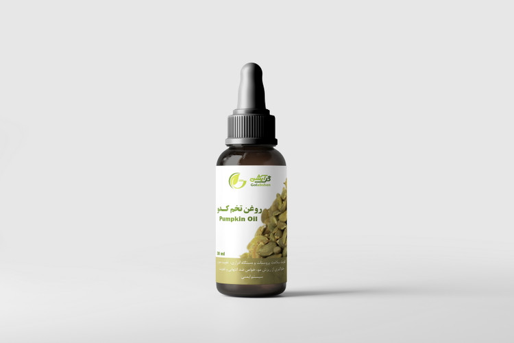 روغن گیاهی تخم کـدو در ظرف قطره چکان شیشه ای قهوه ای